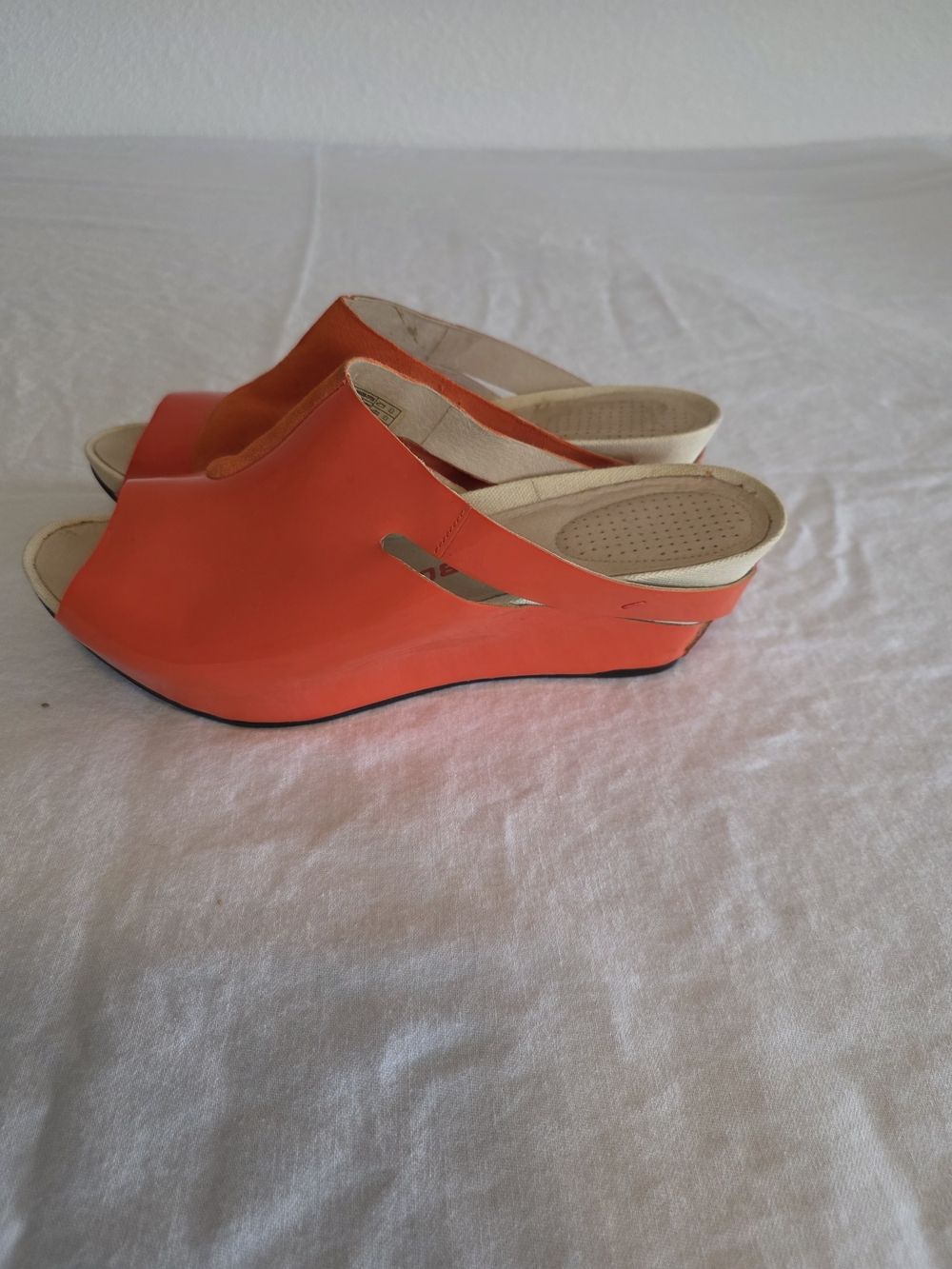 Tsubo Women's Orange Open-Toe Slide Sandals, Small Dark Spot On Left Top - Picture 5 of 5